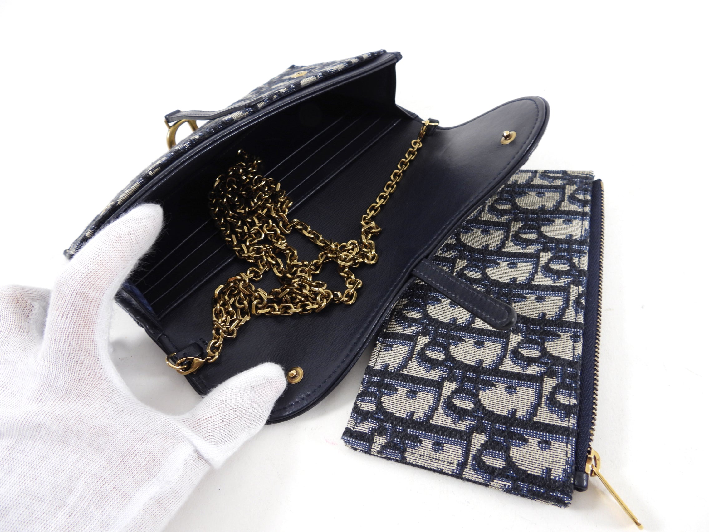 Dior Monogram Oblique Saddle Crossbody Wallet on Chain Bag - Luxury Designer Shoulder Purse for Women | Perfect for Parties, Date Nights & Evening Events