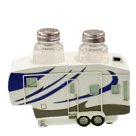 RV 5th Wheel Salt and Pepper Shaker Set - Durable Stainless Steel Spice Dispenser for Camping, Travel & Outdoor Adventures - Perfect for RV Kitchen, Road Trips and Picnics