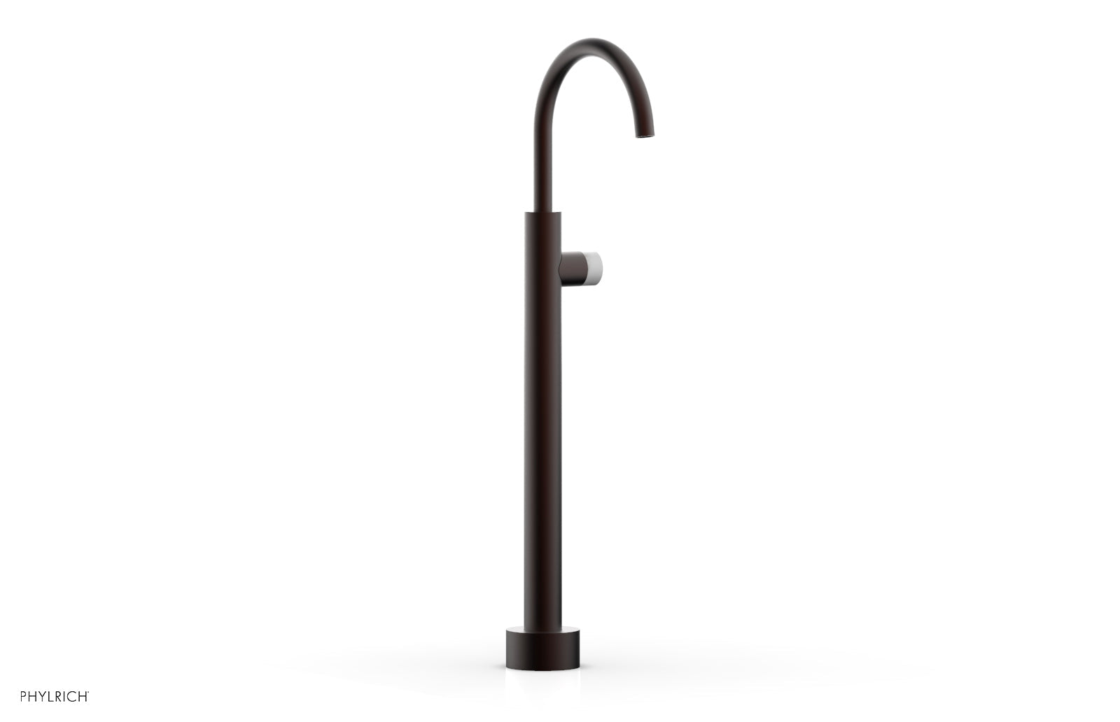 BASIC II Low Floor Mount Tub Filler with White Marble Handle - Model 230 47 04 - Perfect for Modern Bathroom Renovations and Spa-Like Bathtub Installations