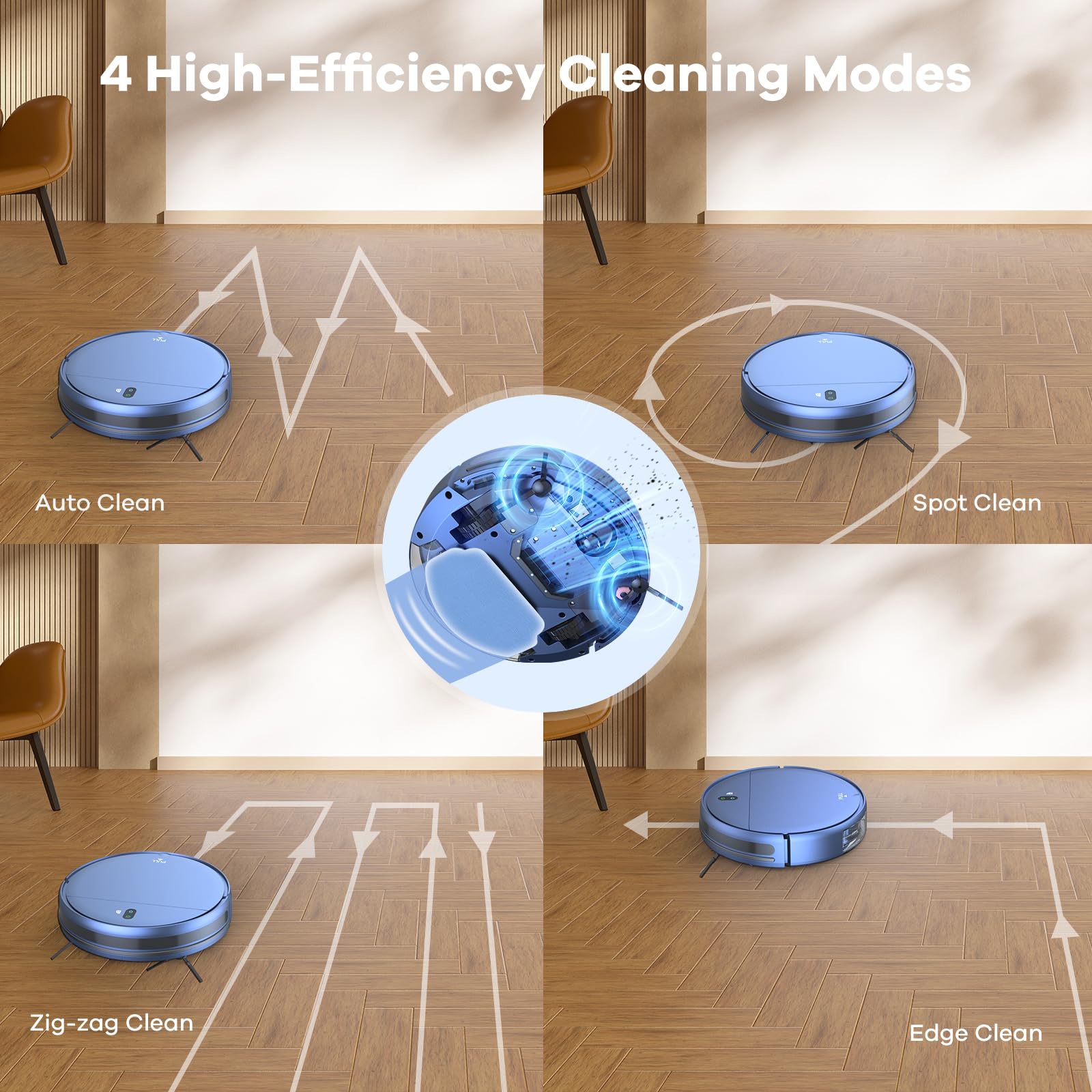 ZCWA WiFi Robot Vacuum & Mop - 4 Cleaning Modes for Pet Hair, Carpets & Corners - Home Cleaning Solution