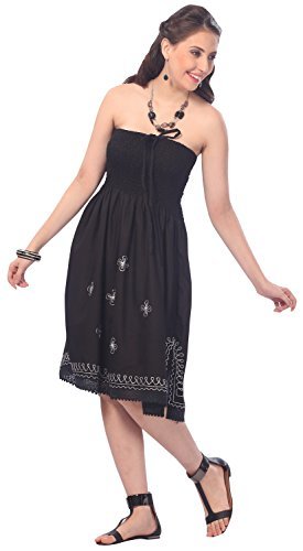 LA LEELA Women's Strapless Tube Top Empire Waist Flowy Evening Dress - Elegant Cocktail Party & Wedding Guest Dress for Women