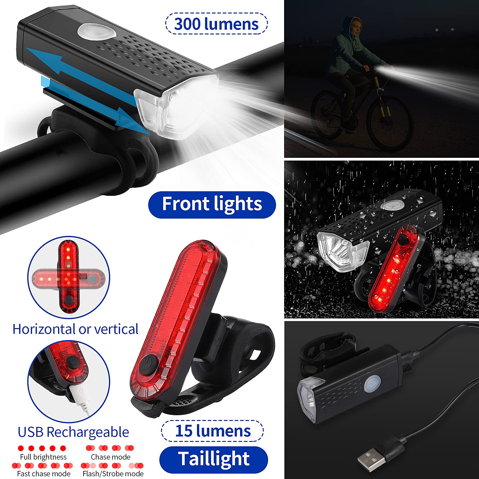 7-Piece Bicycle Accessories Set - Silicone Phone Mount, Aluminum Bike Bell, 360° Rotatable Cup Holder, 2 USB Rechargeable Bike Lights & Wide Angle Mirrors - Perfect for Commuting, Cycling & Outdoor Adventures