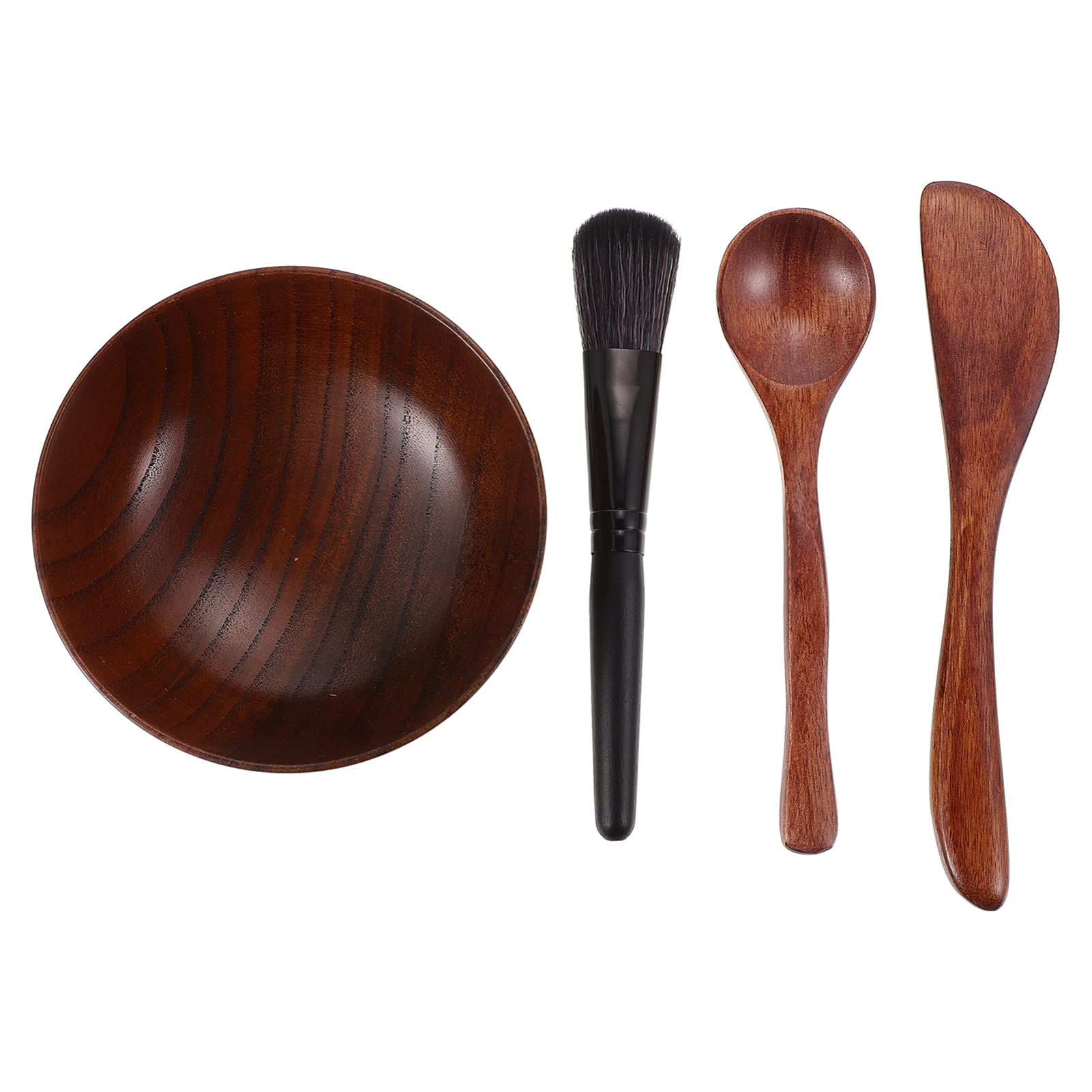DOITOOL 4Pcs Wooden Cosmetic Mixing Bowl Set with Spatula & Brush - DIY Makeup Foundation Blending Kit for Women | Perfect for Home Beauty Routine, Spa Day & Professional Makeup Application