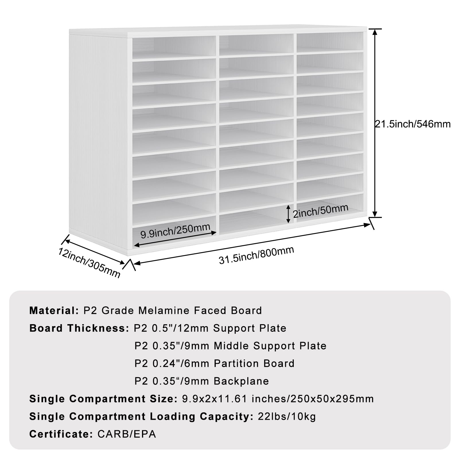 PAG Wooden Mail Sorter Organizer - 27 Compartment Desktop File Organizer for Classroom, Office & Home - Perfect for Student Mailboxes, Bill Management & Paper Organization (White) - Ideal for Teachers, Students & Office Professionals