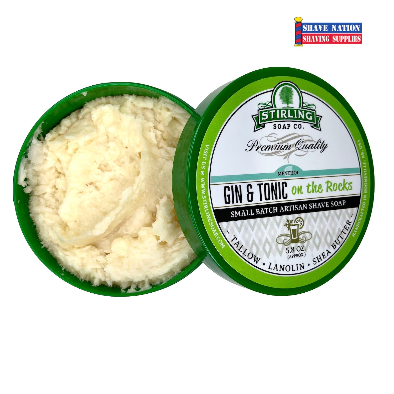 Premium Stirling Shaving Soap for Men - All-Natural Glycerin Shaving Soap Bar with Shea Butter & Essential Oils - Smooth, Close Shave for Sensitive Skin - Perfect for Wet Shaving, Travel & Grooming Kits