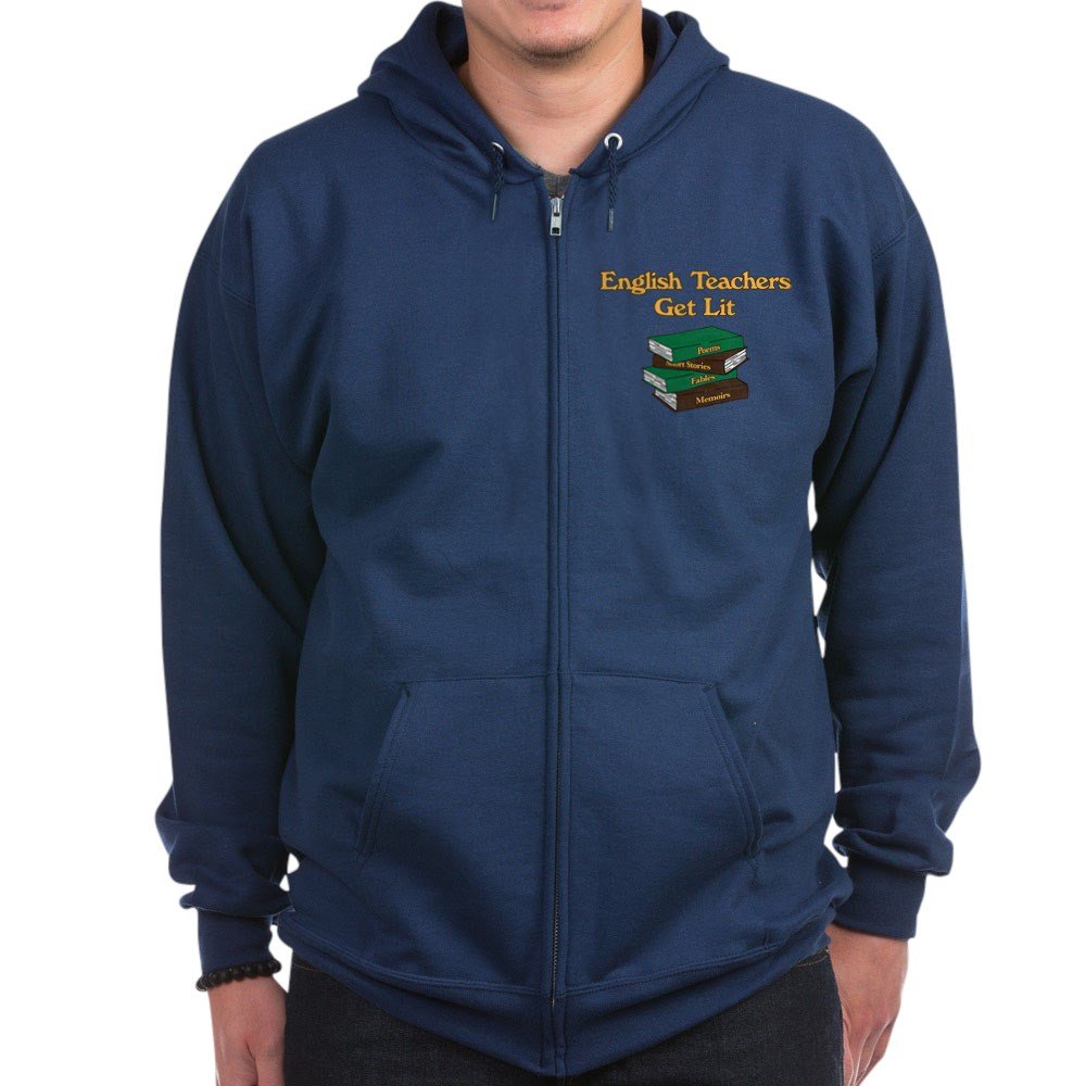 English Teachers Get Lit Zip Hoodie - Funny Teacher Apparel for Classroom & Casual Wear - Perfect for School, Gifts & Everyday Comfort