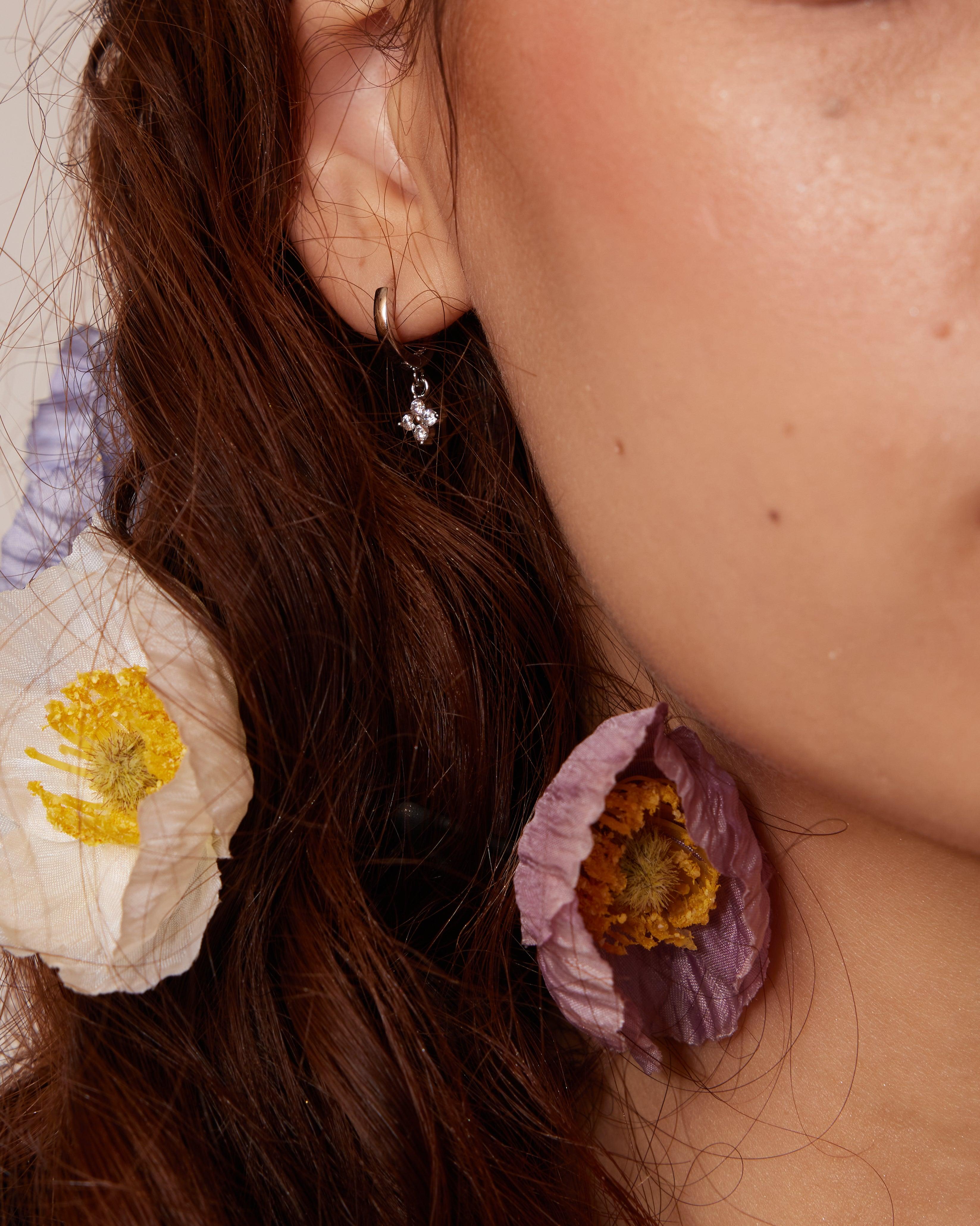 Clover Mini Hoop Earrings in Sterling Silver - Perfect for Everyday Wear & Gift Giving