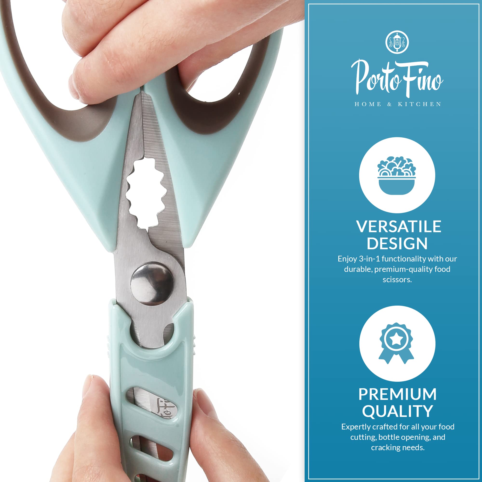 Premium Stainless Steel Kitchen Scissors - Heavy Duty Food Shears for Cutting Meat, Chicken, Fish, Vegetables & Herbs - Multipurpose Cooking Scissors - Perfect for Meal Prep, Butchering & Culinary Tasks