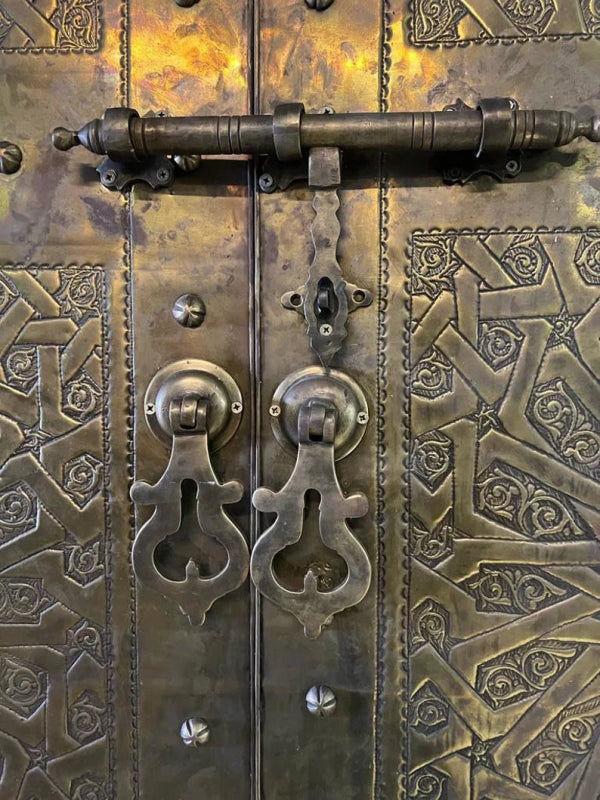 Handmade Designer Gold Moroccan Royal Double Door - Elegant Home Decor for Living Room, Bedroom & Entryway
