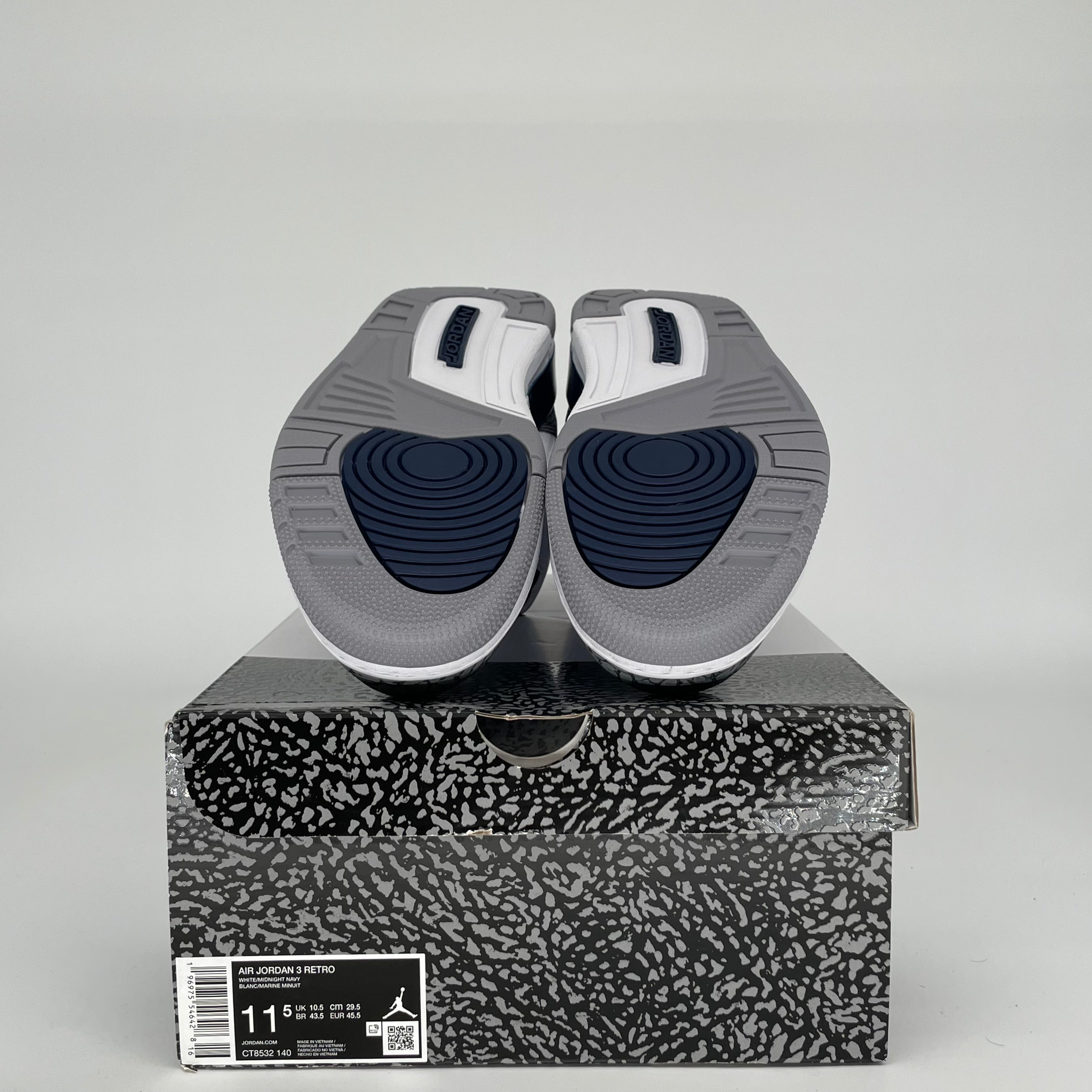 AIR JORDAN 3 MIDNIGHT NAVY MEN'S BASKETBALL SHOES SIZE 11.5 - STYLE CT8532-140 | OFFICIAL NIKE SNEAKERS FOR CASUAL WEAR & STREET STYLE