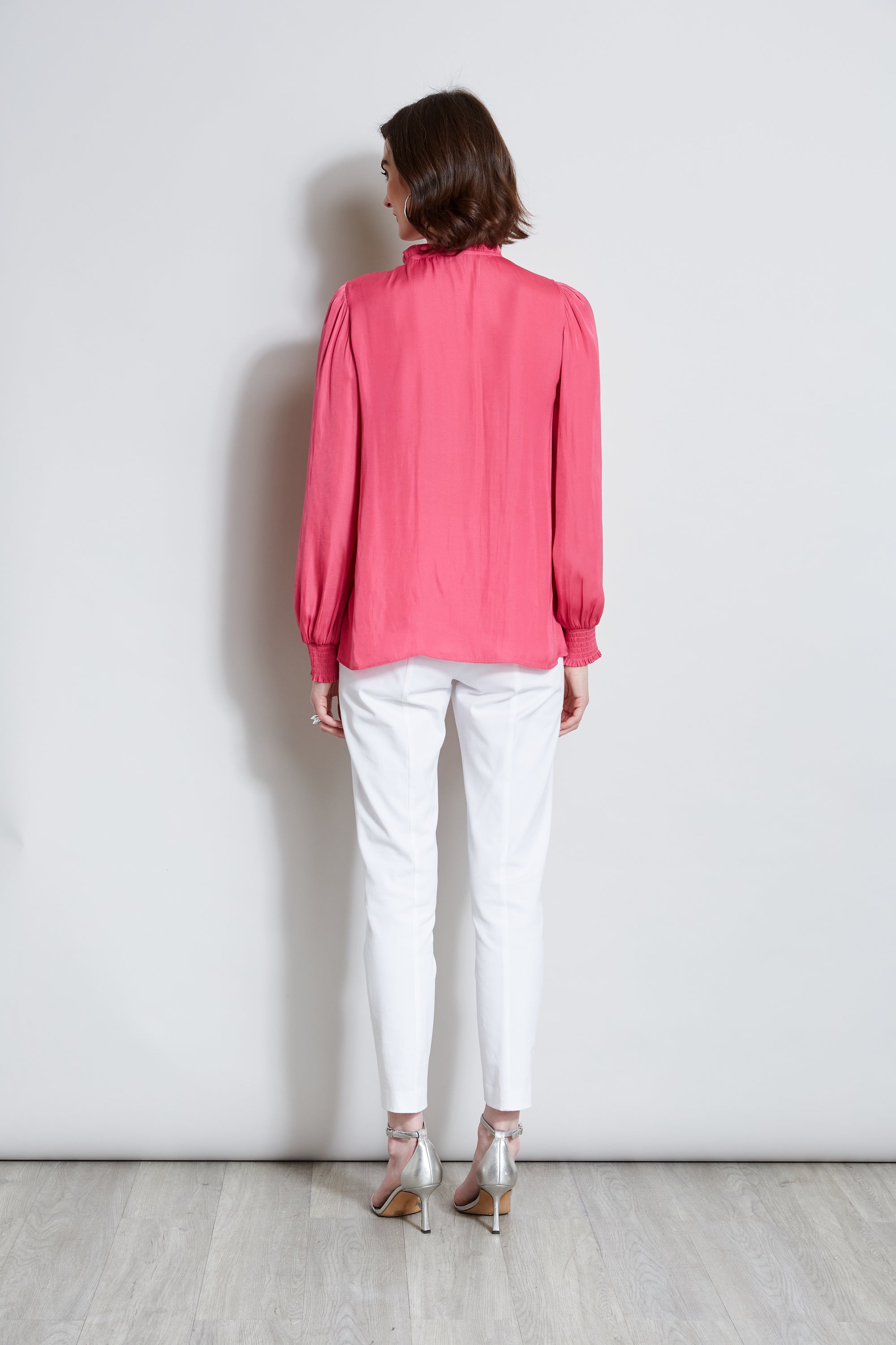Tahari Embroidered Keyhole Blouse for Women - Elegant Floral Embroidered Top for Office, Party & Date Night Outfits