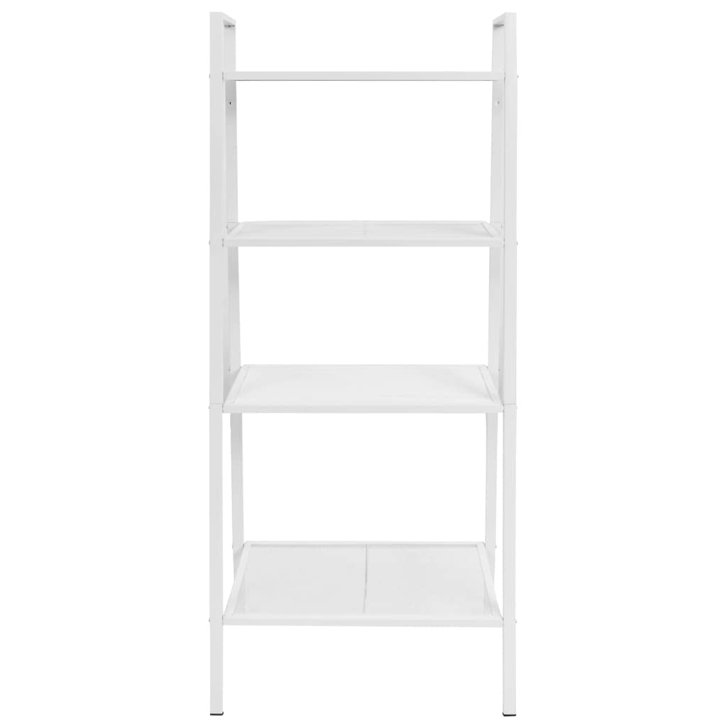 SKM 4-Tier Metal Ladder Bookcase in White - Space-Saving Storage for Home Office, Living Room & Bedroom