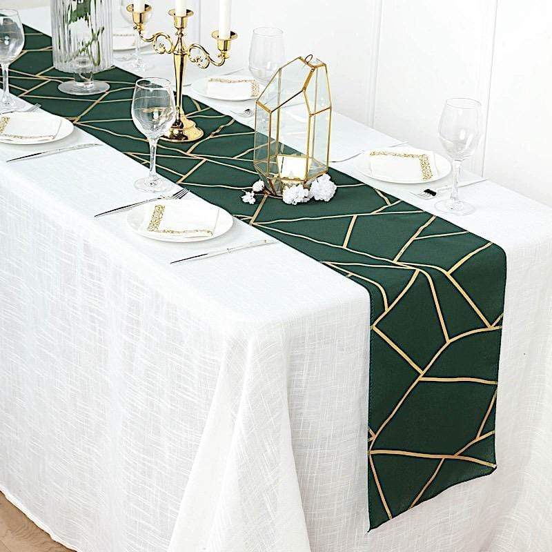 12x108 Inch Geometric Polyester Table Runner for Weddings, Banquets & Home Decor - Elegant Dining Table Cover for Parties, Events and Holiday Celebrations