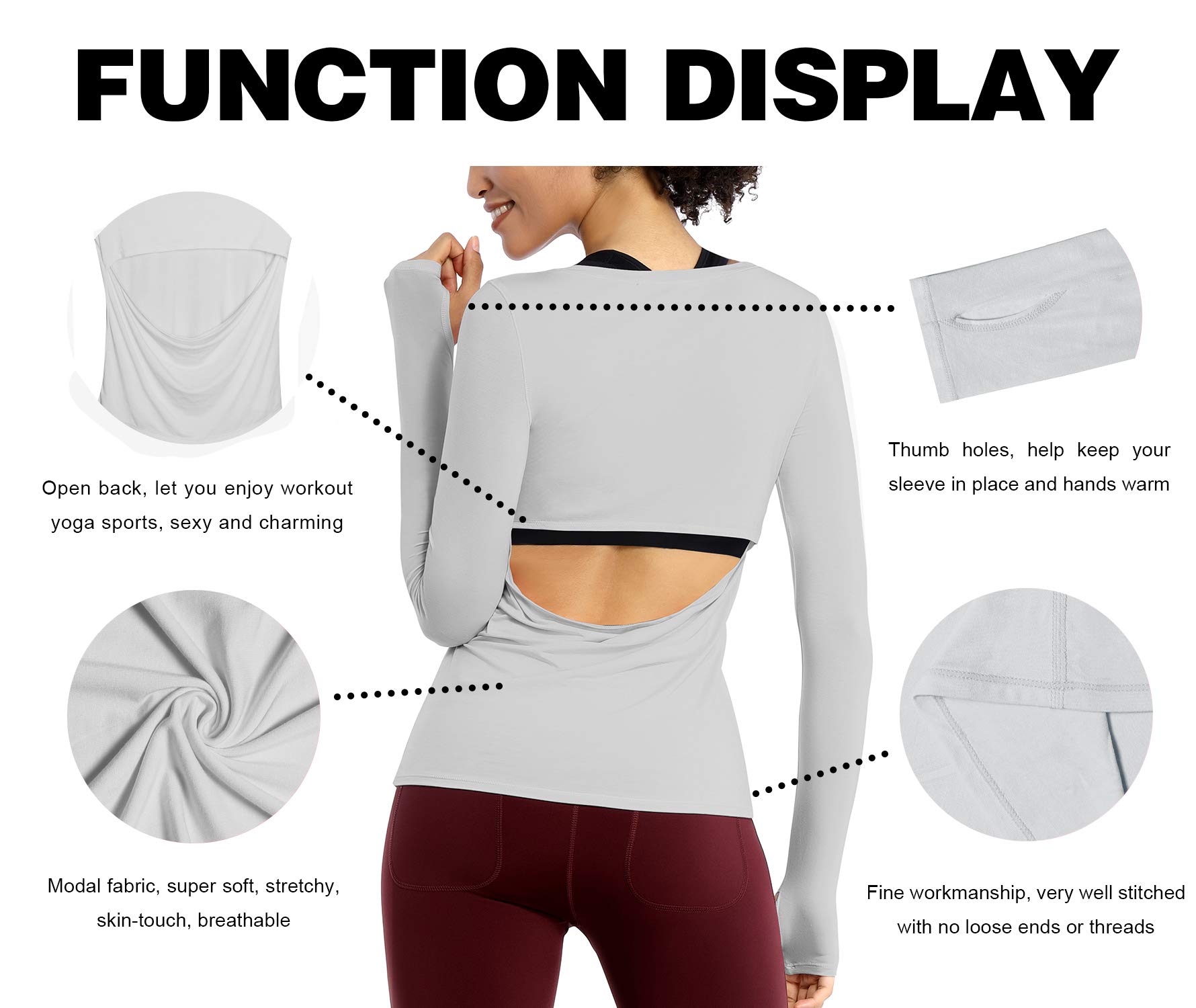 BUBBLELIME Women's Open Back Workout Shirts - Soft Breathable Athletic Yoga Tops for Gym, Running & Fitness - Comfortable Sports Shirts for Yoga, Pilates & Active Lifestyle