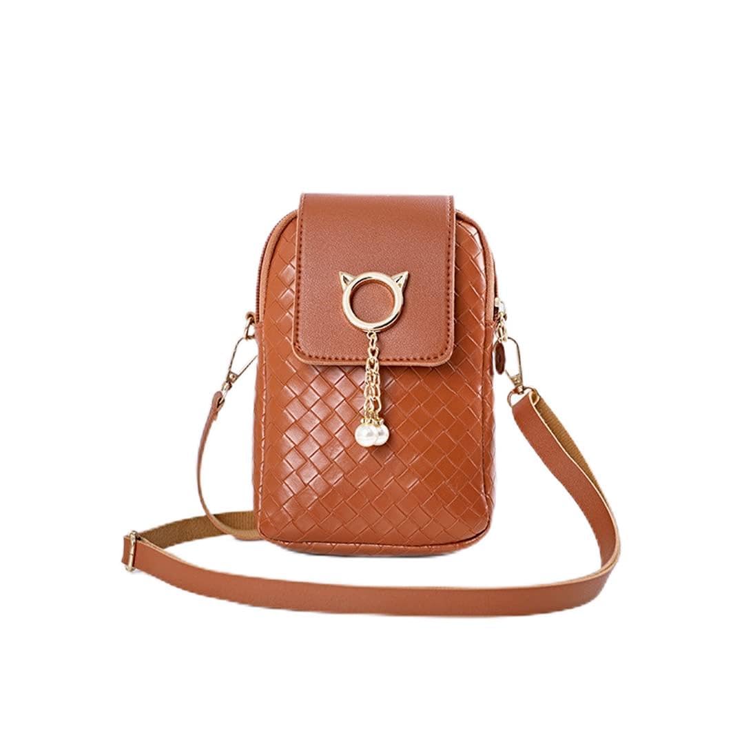 Leather Crossbody Wallet Case for Google Pixel 5 - Adjustable Shoulder Strap with Zipper Card Holder | Women's Phone Purse & Clutch Handbag in Brown | Perfect for Travel, Shopping & Everyday Use