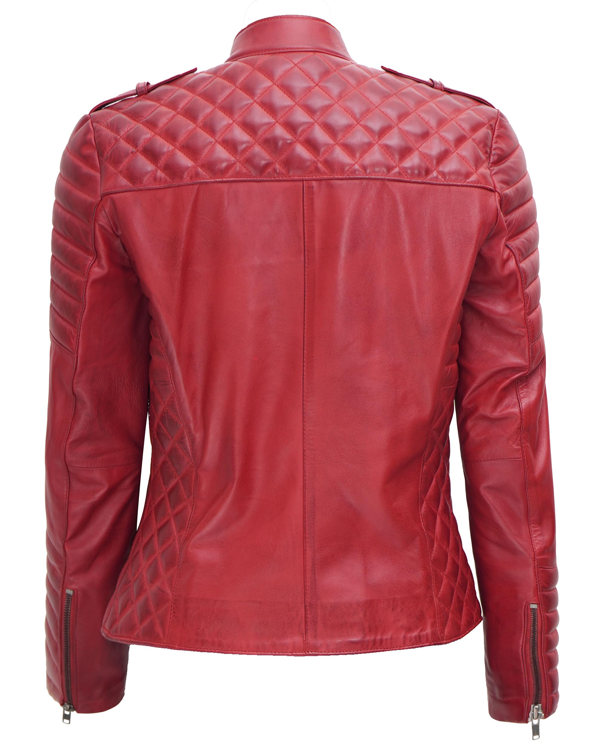 Decrum Women's Motorcycle Leather Jacket - Genuine Lambskin Biker Jacket in Red, Black & Brown | Stylish Outerwear for Riding, Night Out & Casual Wear