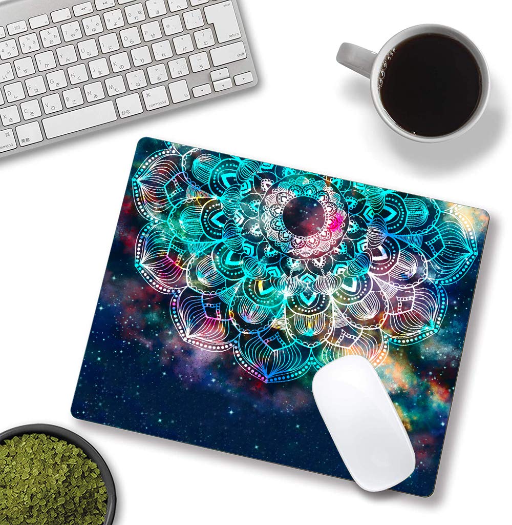 Premium Mandala Galaxy Gaming Mouse Pad - Non-Slip Rubber Base, Waterproof Square Mouse Mat for Office, Home & Travel (9.5