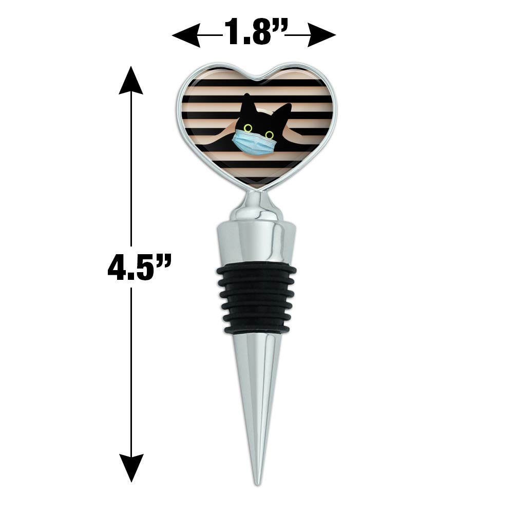 Quarantine Cat in Window Heart Love Wine Bottle Stopper - Cute Cat-Shaped Wine Cork for Wine Lovers, Perfect for Home Bars, Dinner Parties & Gifts