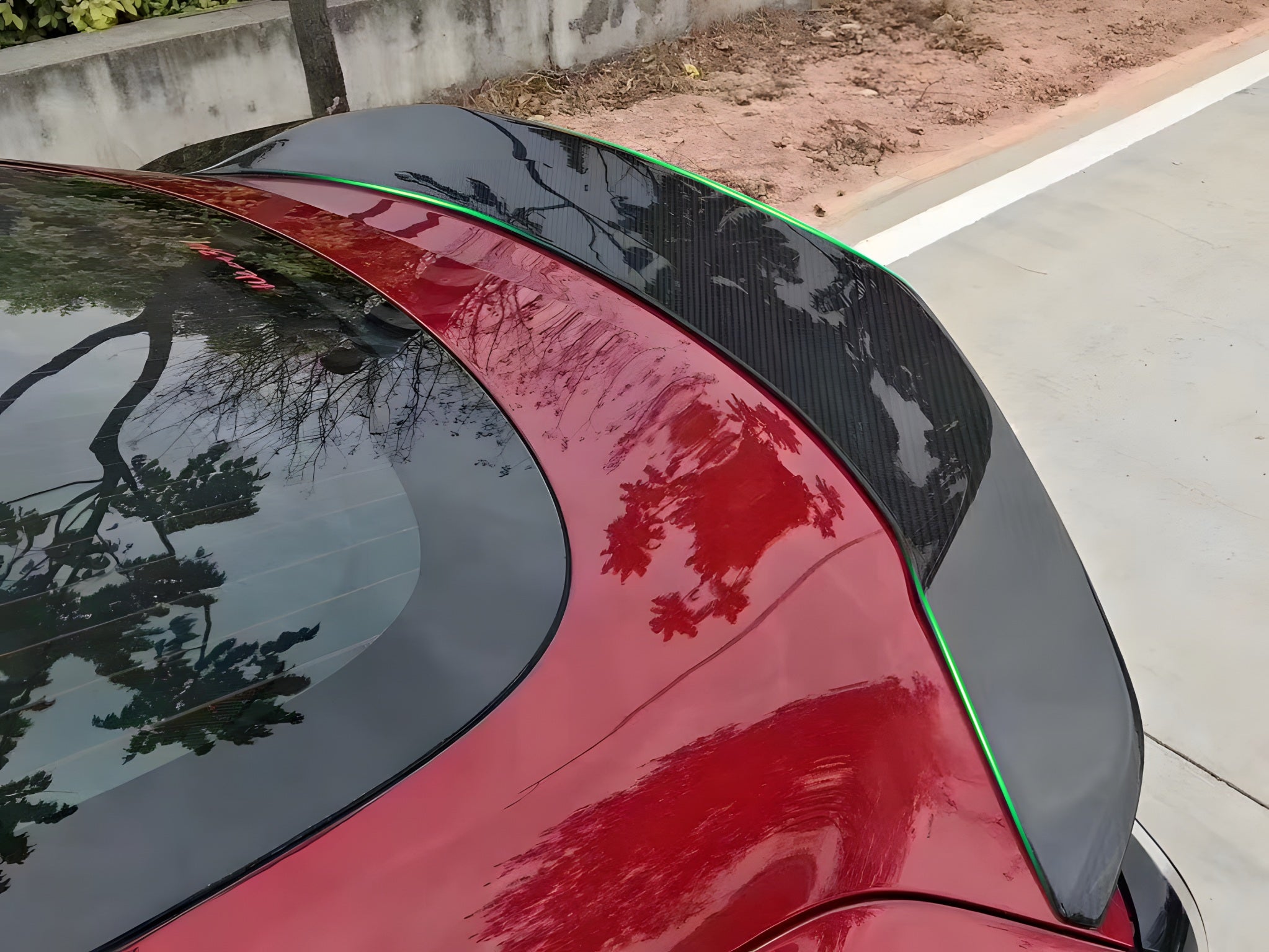 Premium Real Carbon Fiber V-Style Rear Spoiler for Tesla Model 3 (2017-2023) - Enhance Aerodynamics & Sporty Look - Perfect for Car Enthusiasts & Street Racing