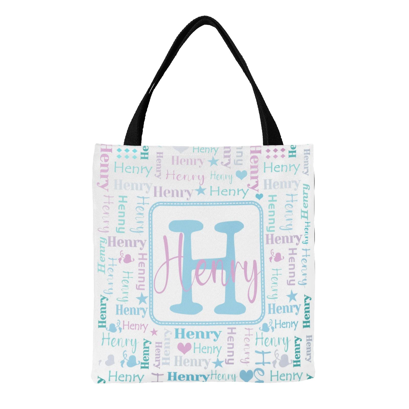 Custom Personalized Tote Bags for Women - Monogrammed Canvas Reusable Shopping Bag with Name - Eco-Friendly Shoulder Handbag for Grocery, Beach, Work & Travel