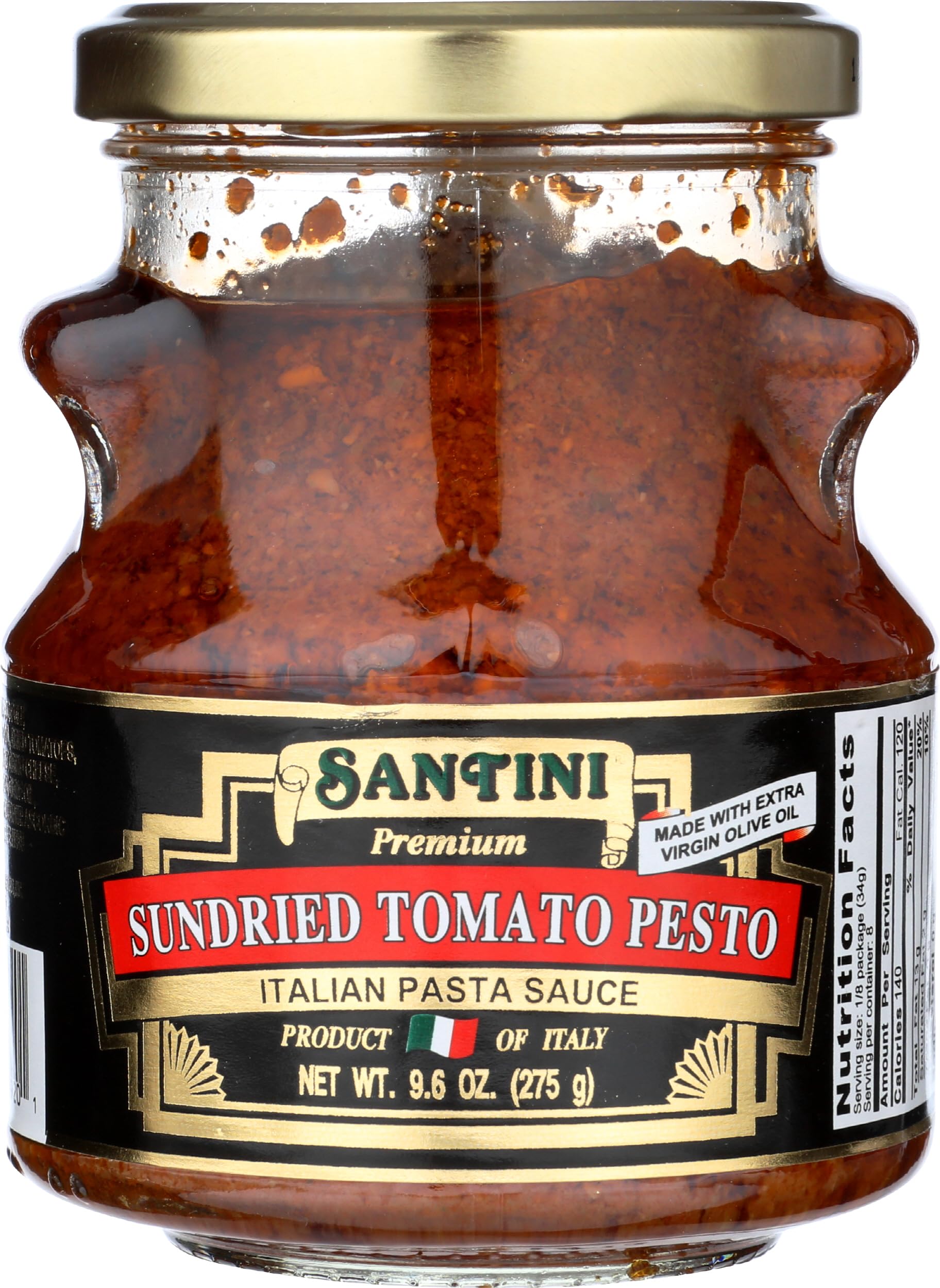 SANTINI Red Pesto Sauce - Premium Italian Basil & Sun-Dried Tomato Spread - 9.6 oz Jar - Perfect for Pasta, Pizza, Sandwiches & Appetizers