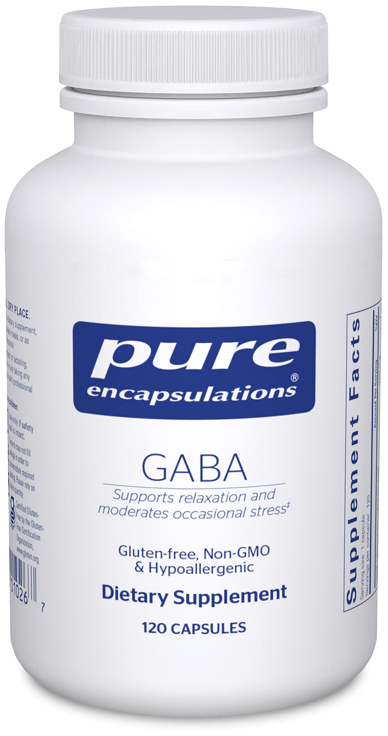 Pure Encapsulations GABA Supplement - 120 Capsules for Relaxation & Stress Relief | Premium GABA Amino Acid Support | Natural Calm Aid for Sleep, Anxiety & Daily Stress Management