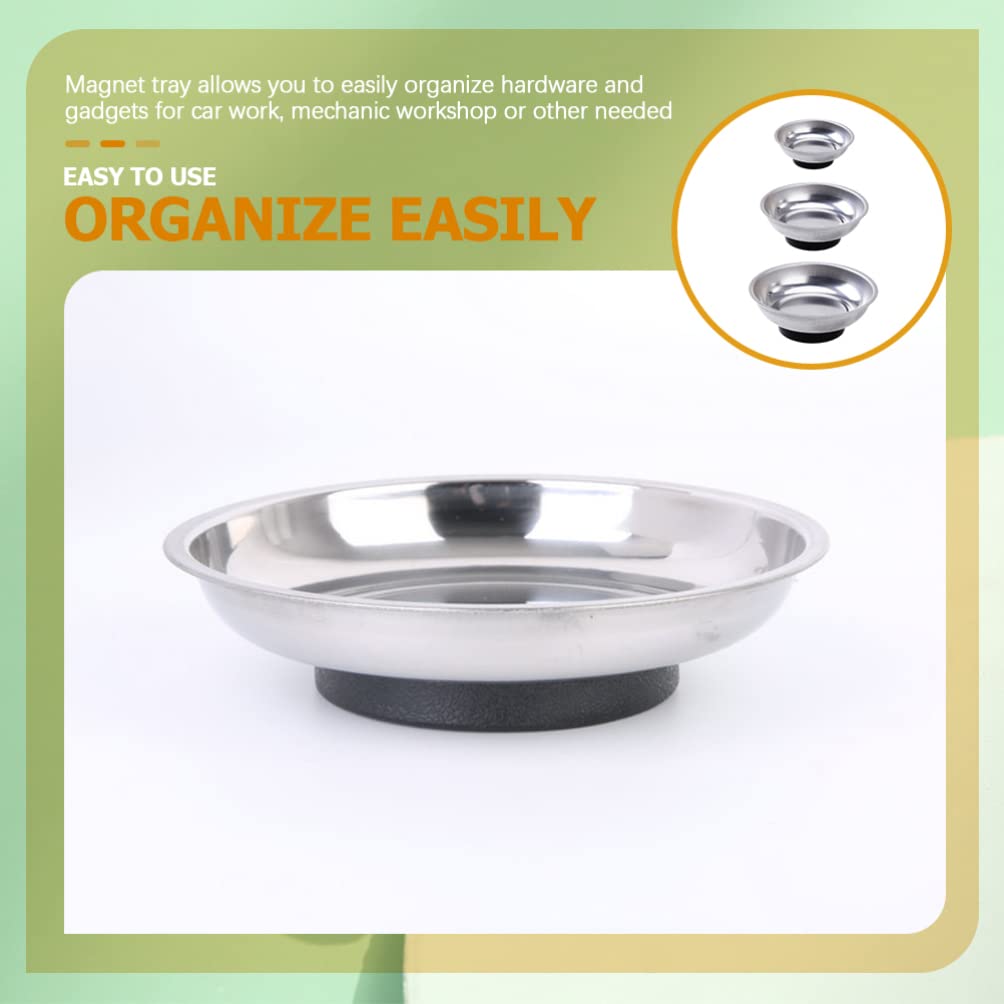 3-Piece Magnetic Tool Tray Set - Heavy Duty Magnetic Screw Holder & Parts Bowl for Mechanics - Perfect for Auto Repair, DIY Projects & Workshop Organization