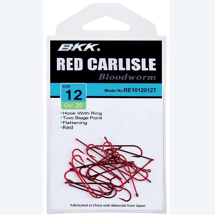 BKK Red Carlisle Bloodworm Fishing Lures - Bulk Pack of 25 - Premium Freshwater & Saltwater Bait for Bass, Trout, and Panfish - Ideal for Ice Fishing, Shore Casting, and Boat Angling