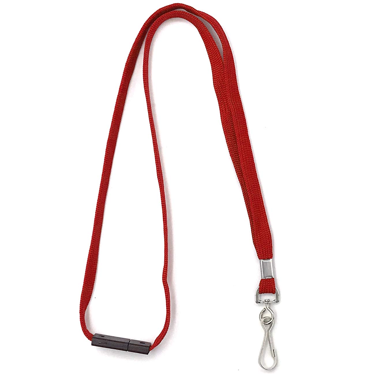 Premium Breakaway Safety Lanyards with Swivel Hook - 25 Pack (Red) for ID Badges & Work Security