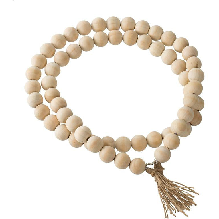 Handmade Pine Wood Beads with Decorative Tassel - Natural Boho Home Decor for Wall Hangings, Dream Catchers & DIY Craft Projects