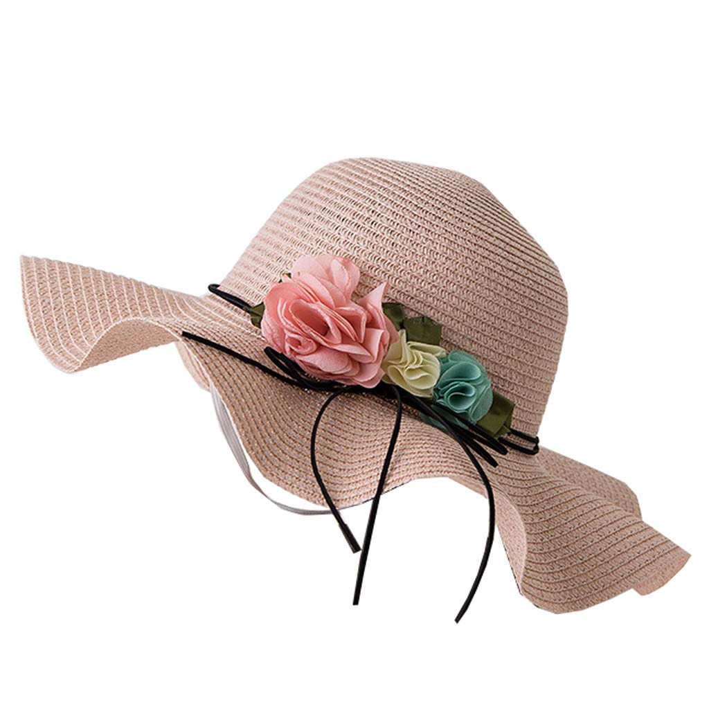 Women's Foldable Wide Brim Straw Sun Hat - Summer Beach Cowboy Hat for Travel, Outdoor, and Casual Wear - UV Protection Floral Design Adjustable Baseball Cap