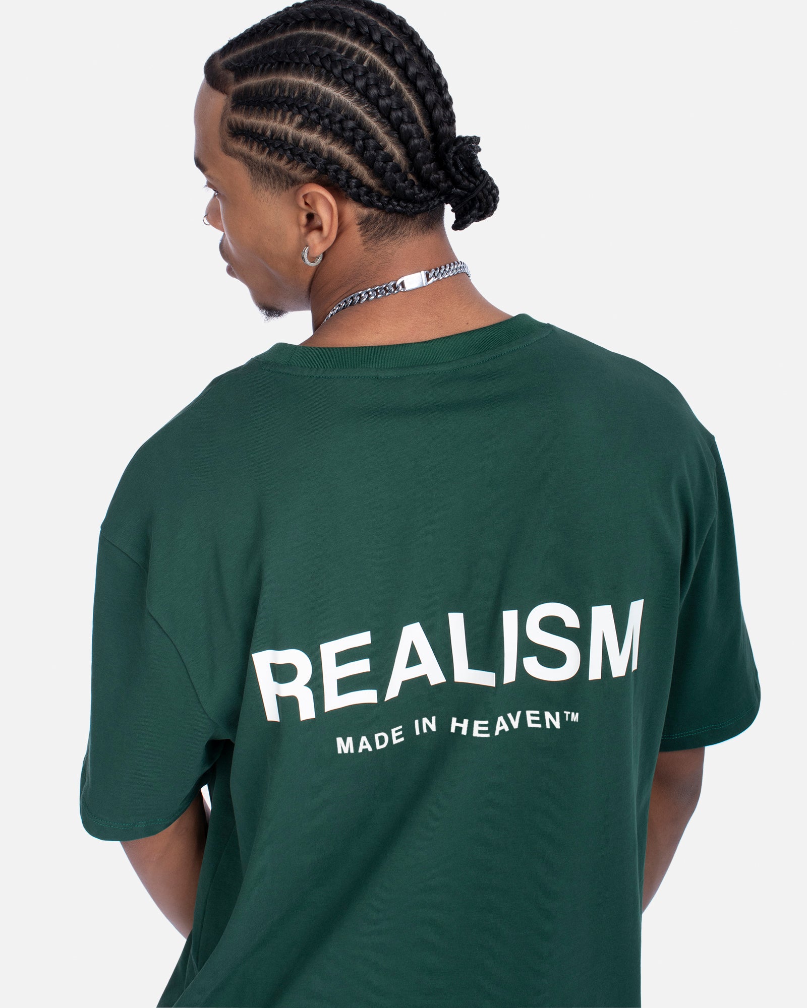 SSS Realism Heaven Logo Tee - Pine Green Cotton T-Shirt for Men & Women | Casual Streetwear & Everyday Comfort