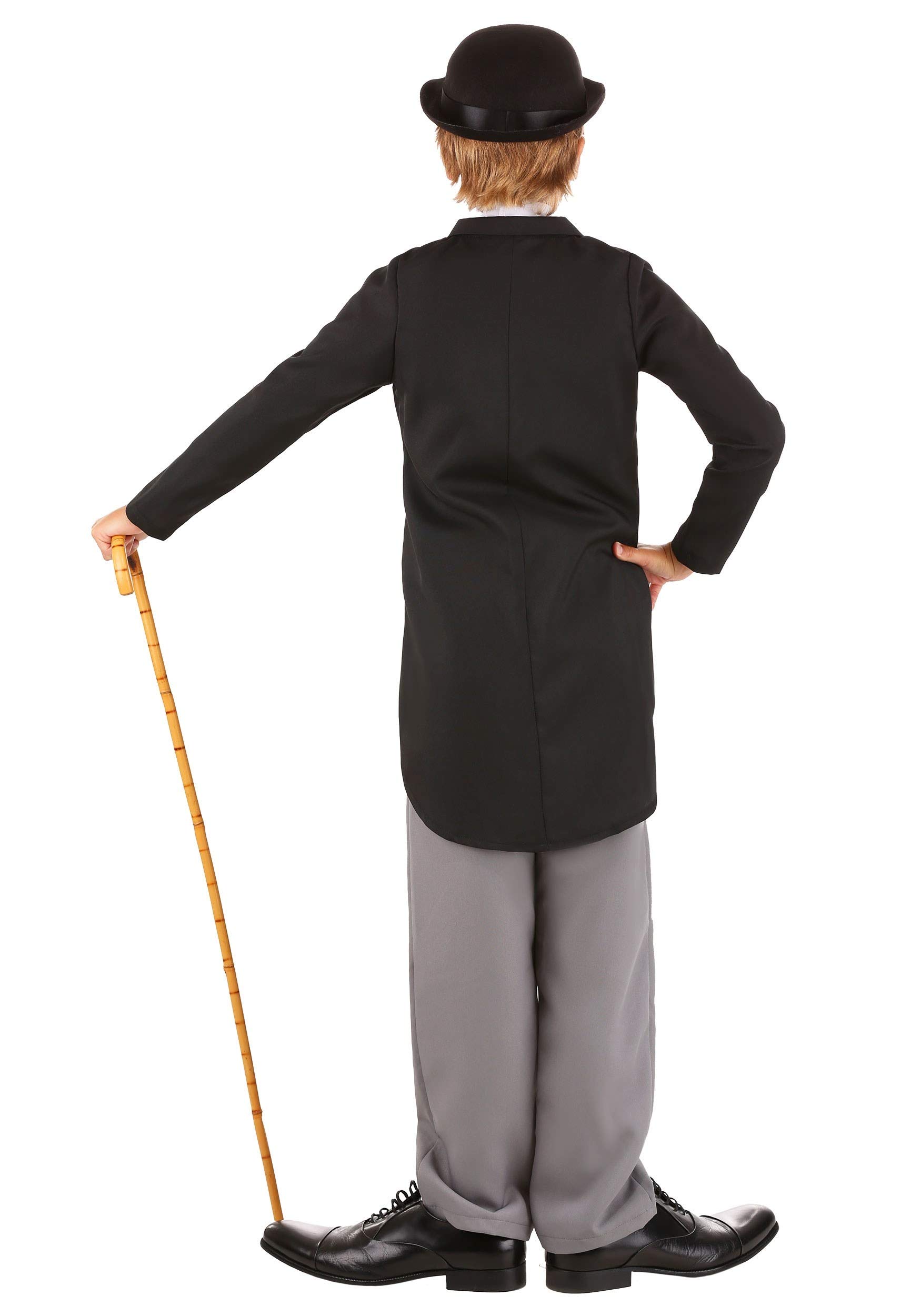 Charlie Chaplin Costume for Boys - Classic Black Suit with Bow Tie & Hat - Perfect for Halloween, Cosplay & Themed Parties