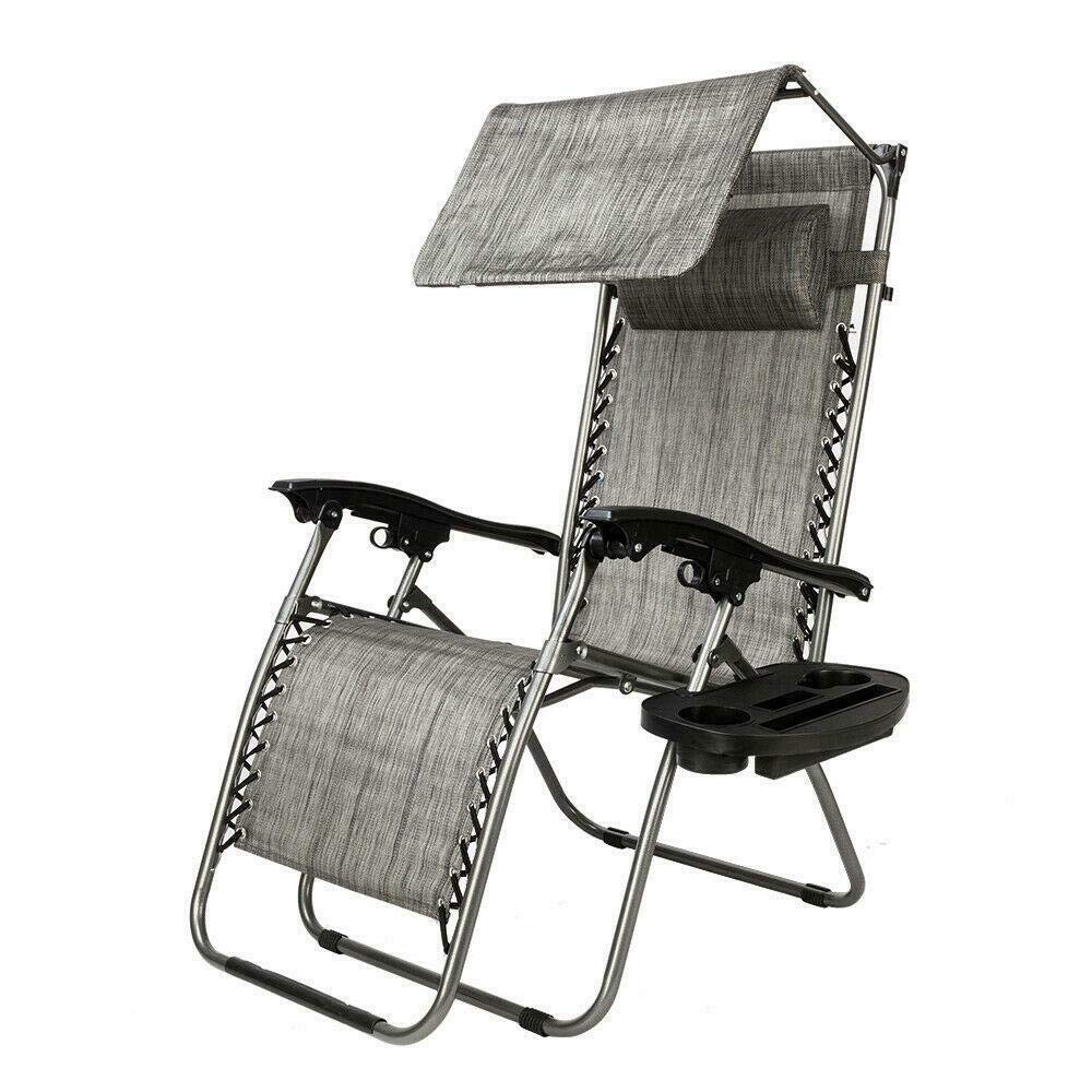 Zero Gravity Folding Patio Lounge Chair with Adjustable Sunshade & Cup Holder - Perfect for Beach, Poolside Relaxation & Backyard Lounging