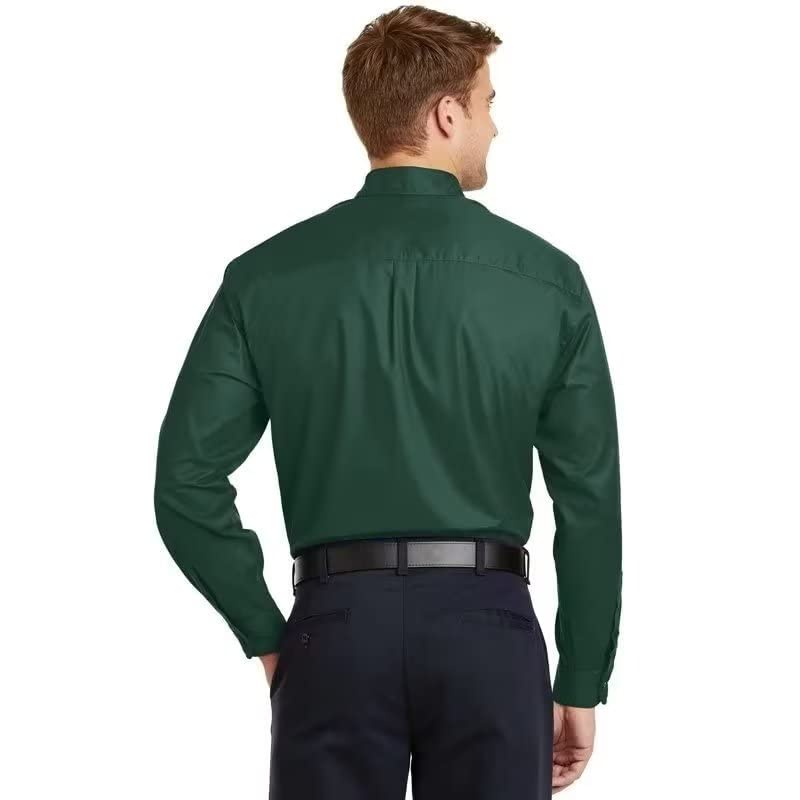 HUUTOE Men's Formal Dress Shirts - Long Sleeve Regular Fit Wedding & Prom Green Dress Shirt for Big & Tall XL - Perfect for Business, Office, and Special Occasions