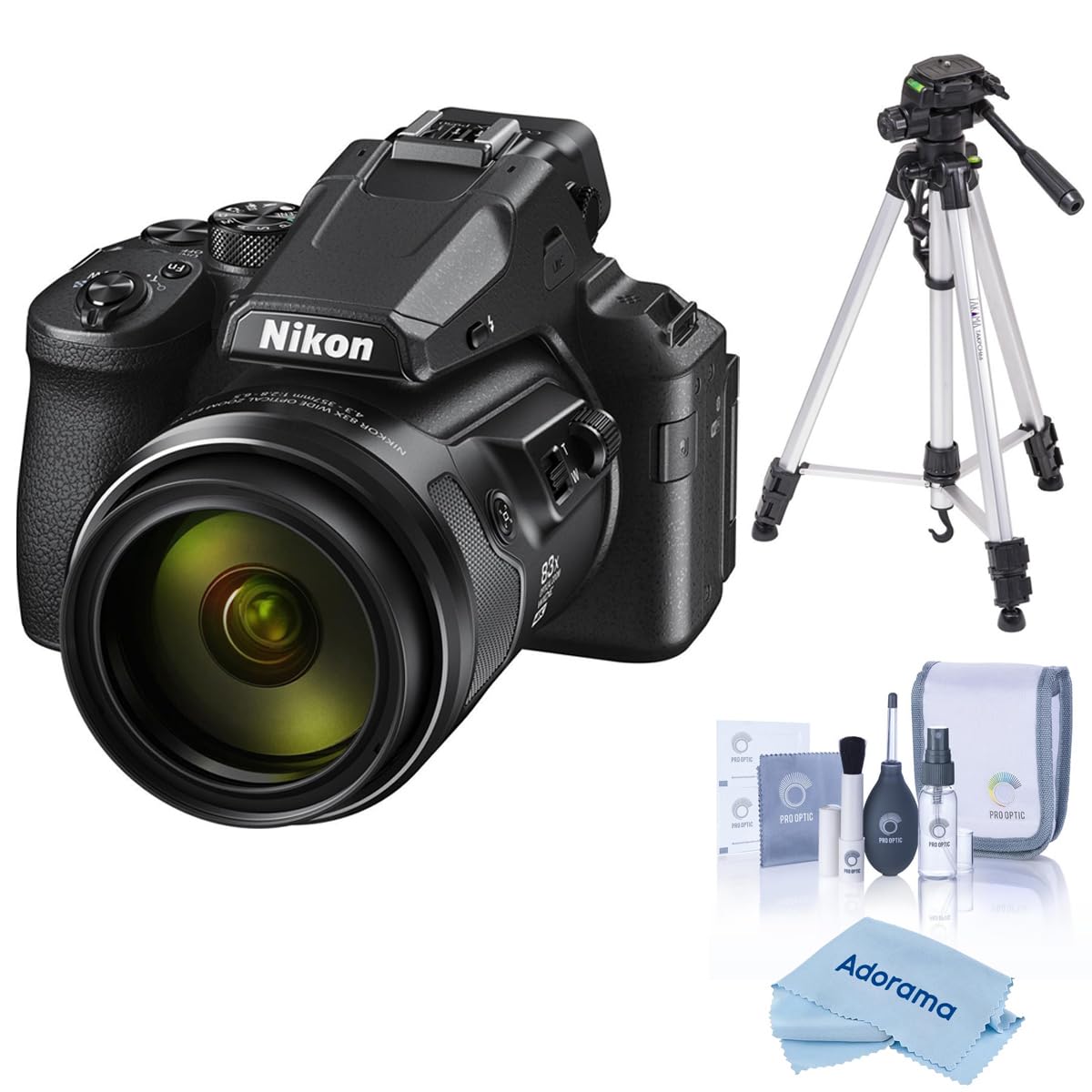 Nikon COOLPIX P950 Digital Camera Bundle with Takama Aluminum 3-Section Tripod, 3-Way Head, Cleaning Kit & Microfiber Cloth - Perfect for Travel, Wildlife Photography & Outdoor Adventures