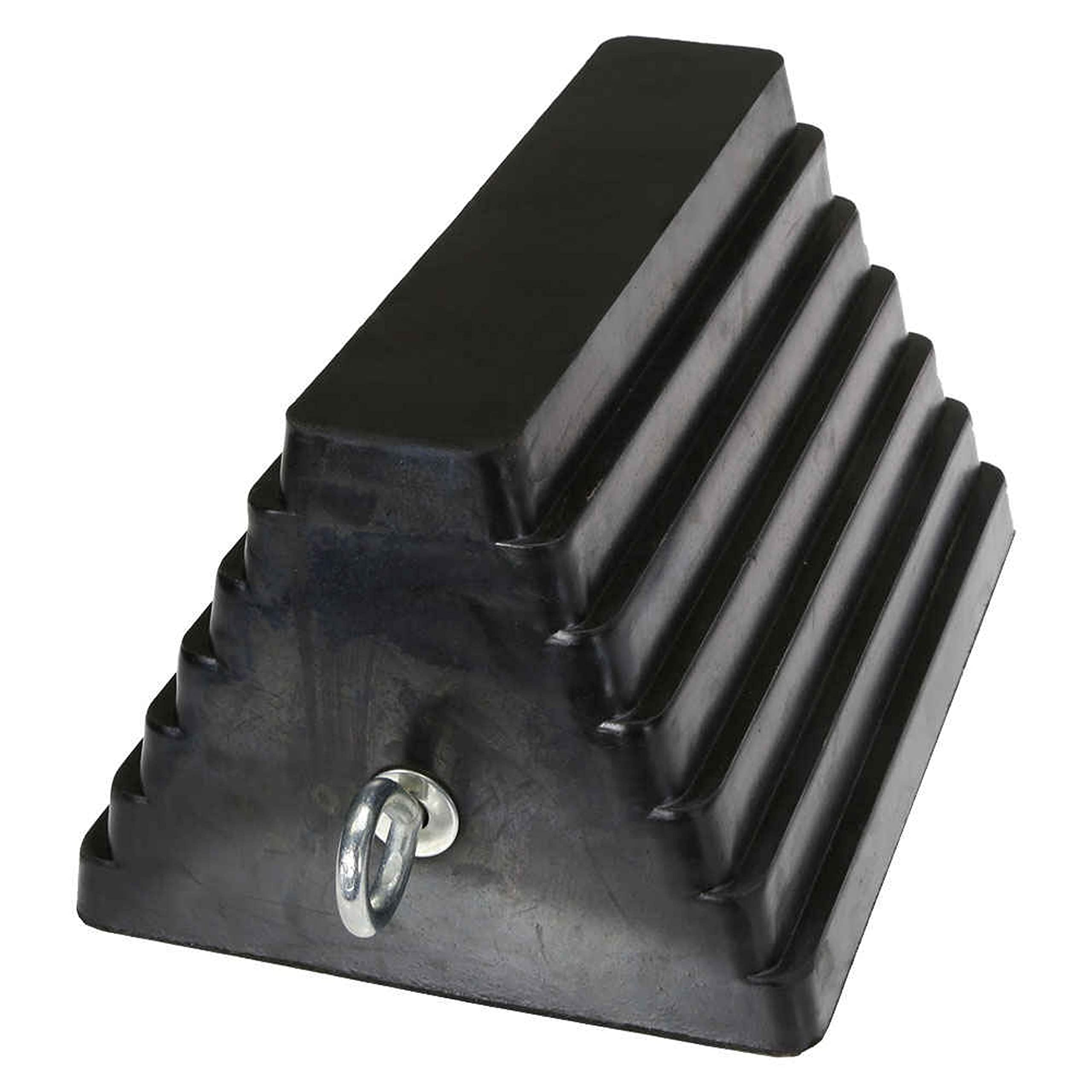 Heavy Duty Rubber Double-Sided Wheel Chock with Eye Bolt - 5.5