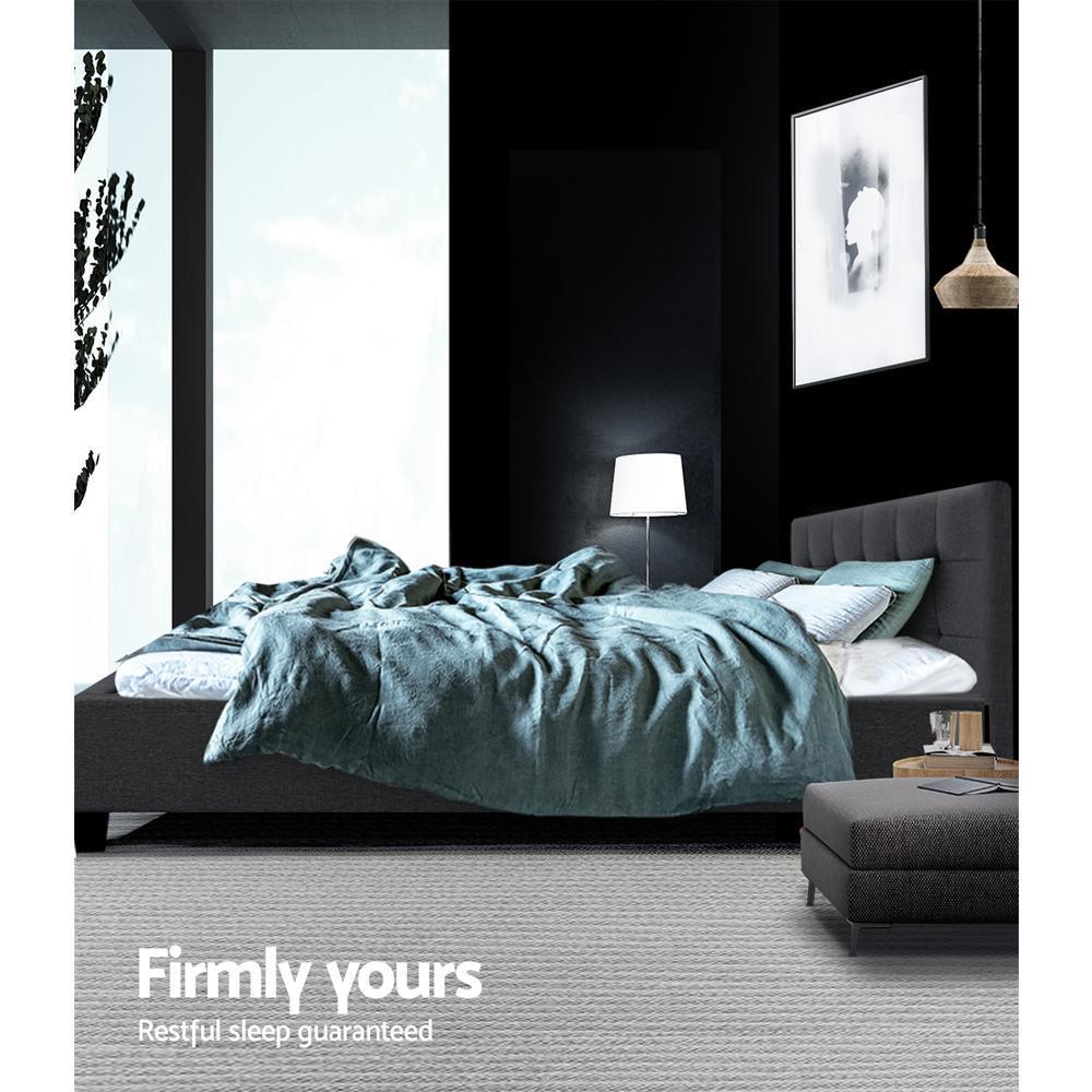 Agnes Bed Charcoal & Gray Bonnell Spring Mattress - Medium Firm Support - Double Package - Perfect for Guest Rooms, Dorms & Apartments