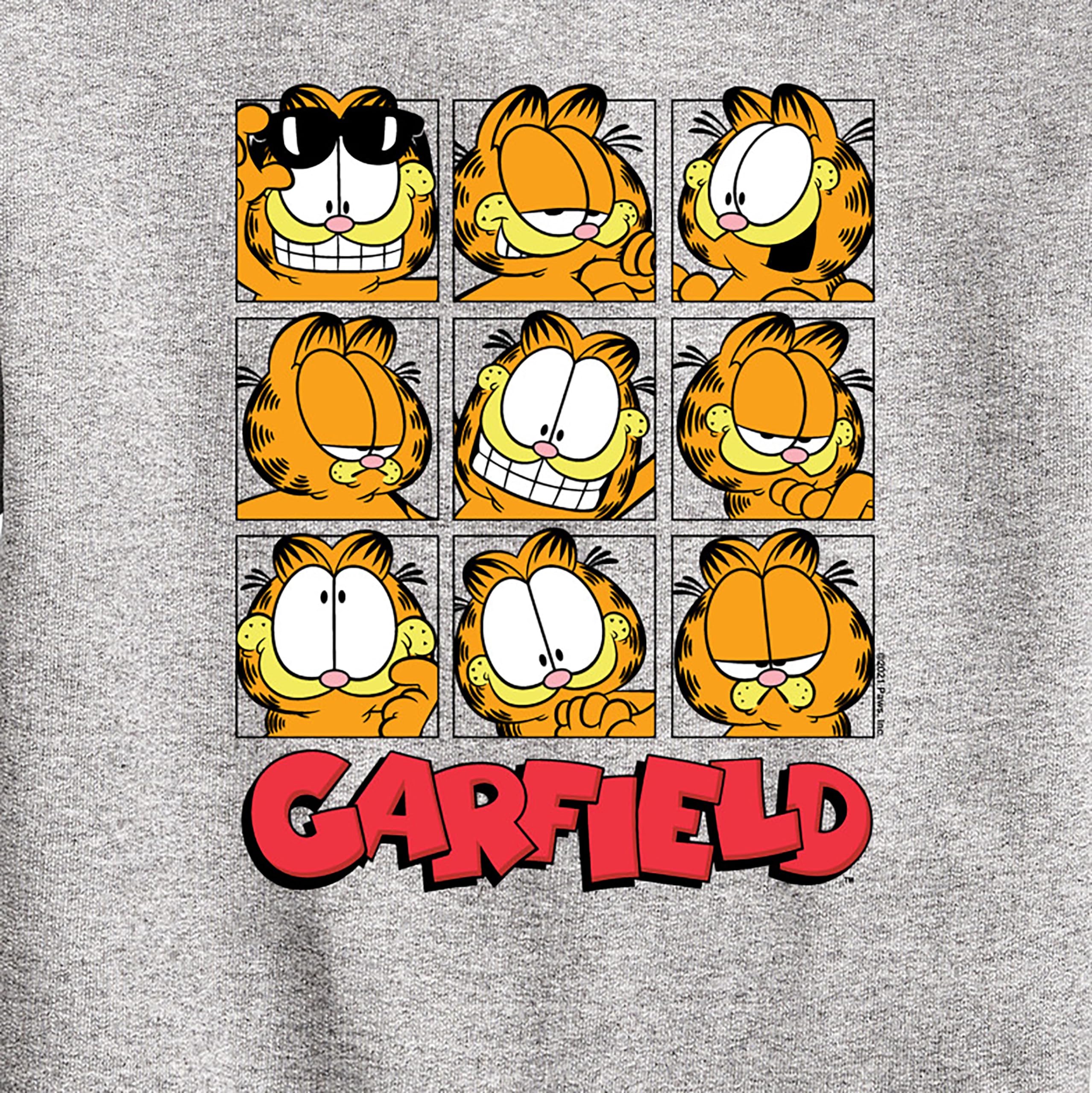 HYBRID APPAREL Garfield Faces Grid Fleece Sweatshirt for Toddler & Youth | Soft Crewneck Pullover | Perfect for School, Playdates & Family Outings
