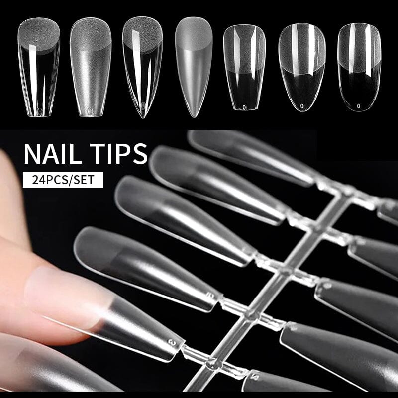 24pcs Frosted Nail Tips - Long Lasting Press On Nails with Glue - Perfect for Manicure, Nail Art & Salon Use