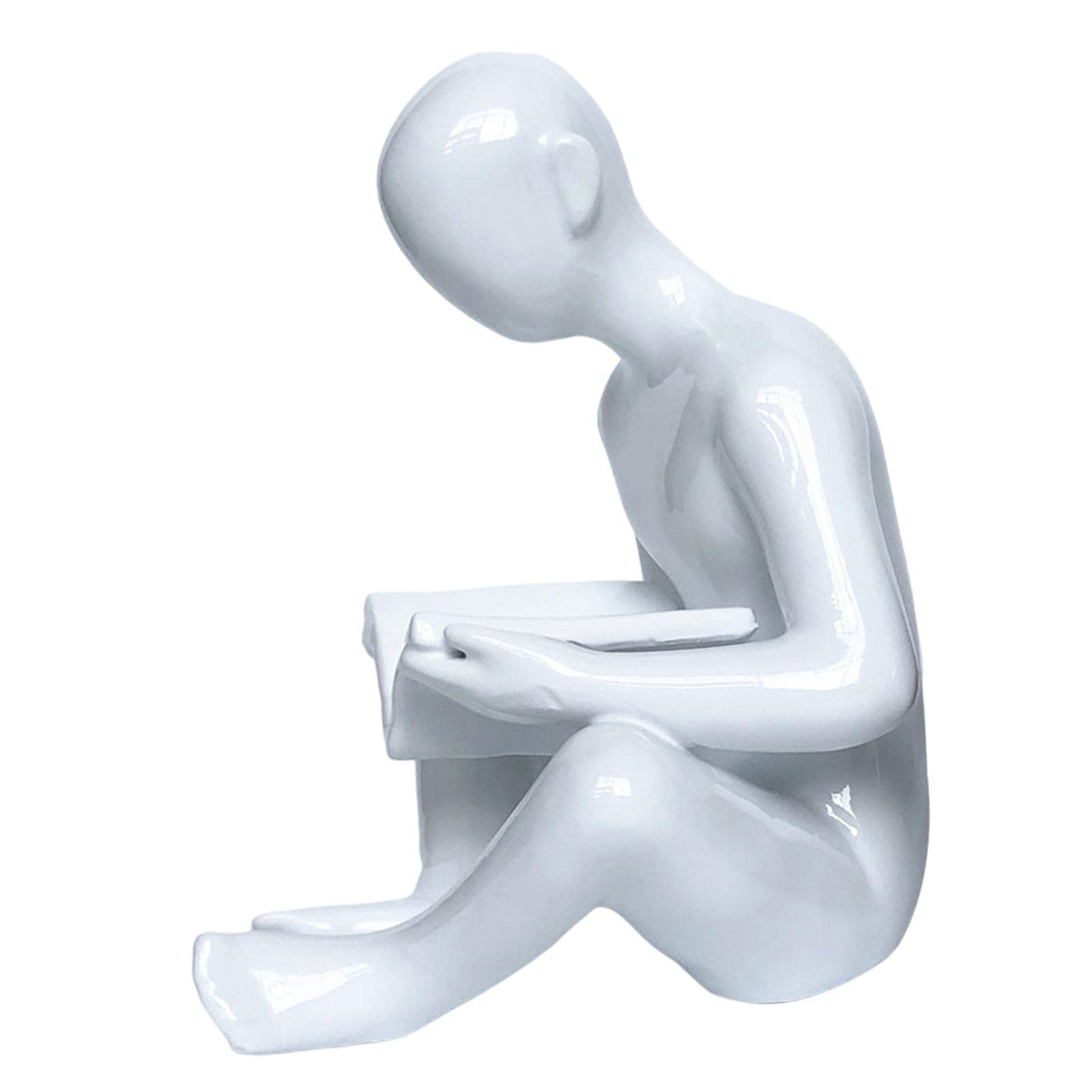 Gazechimp Abstract Resin Reader Statue - Modern White Sculpture for Home & Office Decor, Bookshelf, Desktop, Shelf Display | Perfect for Living Room, Study, Library & Gift Ideas