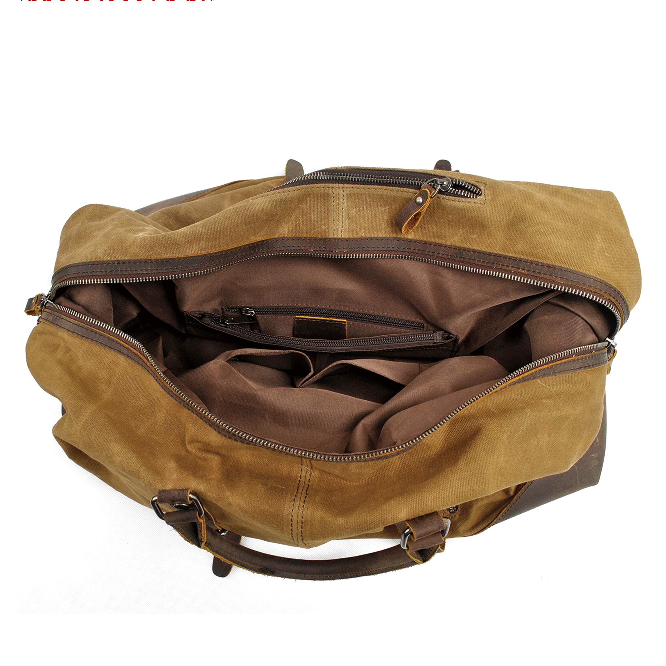 Premium Men's Leather Travel Duffel Bag - Waterproof Gym & Sports Weekender Luggage Carry-On for Airplane - Perfect for Business Trips, Gym Workouts & Weekend Getaways