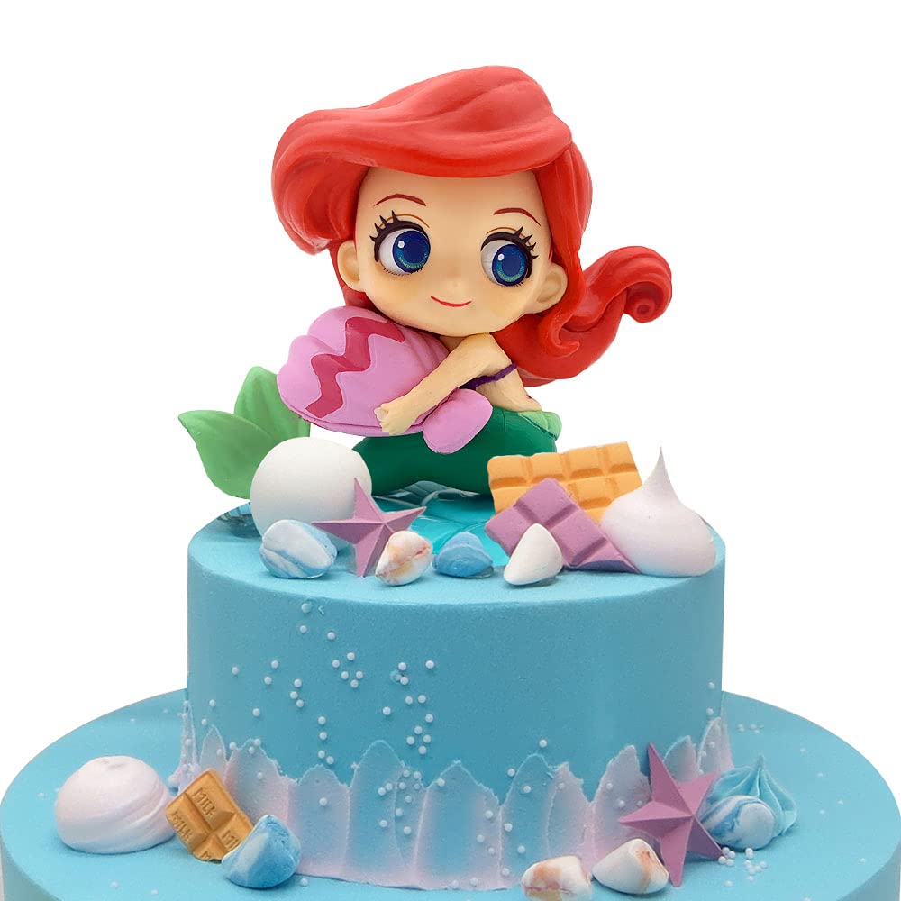 Mermaid Cake Topper - Little Mermaid Doll with Seashells for Ariel Birthday Cake Decoration | Under the Sea Mermaid Figurines for Princess Themed Kids Party, Baby Shower & Wedding Supplies | Perfect for Ocean-Themed Celebrations and Dessert Displays
