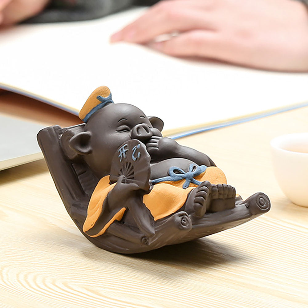 Premium Yixing Clay Zhu Bajie Pig Tea Pet - Handcrafted Chinese Teapot Companion for Tea Ceremony & Home Decor
