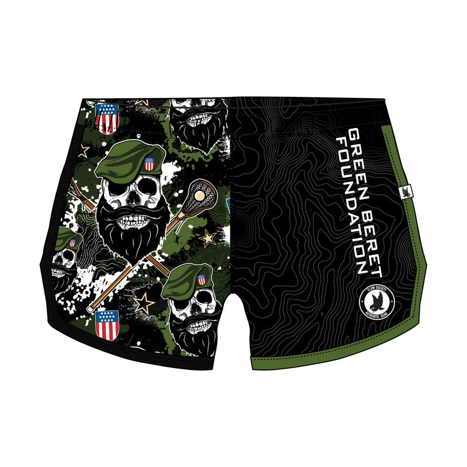 Girls & Women's Green Beret Bearded Bastards Lax Shorts - Comfortable Athletic Wear for Lacrosse, Sports & Casual Outfits