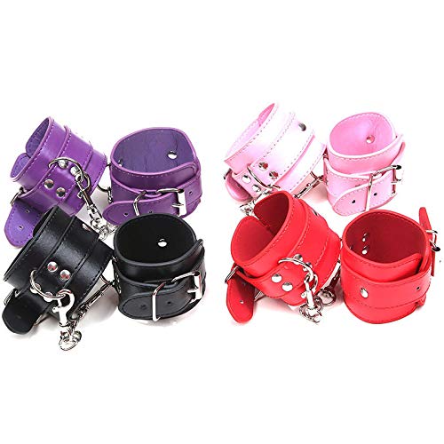 Fluffy Adjustable PU Leather Wrist & Ankle Cuffs - Role Play, BDSM, Yoga Exercise Bands, Detachable Leash for Home Gym, Cosplay & Party Accessories - Perfect for Couples Play, Fitness Training & Costume Jewelry