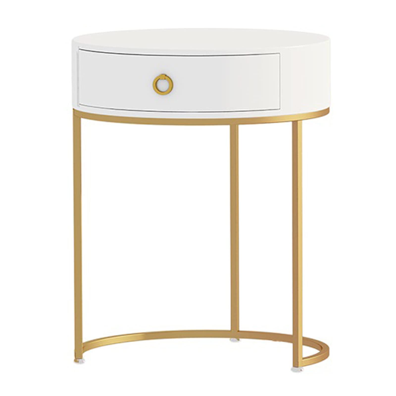 Modern White Vanity Set with Round Tabletop & Metal Legs - 60cm Luxury Makeup Dressing Table for Bedroom (No Mirror/Stool Included) - Perfect for Small Spaces & Glam Room Decor