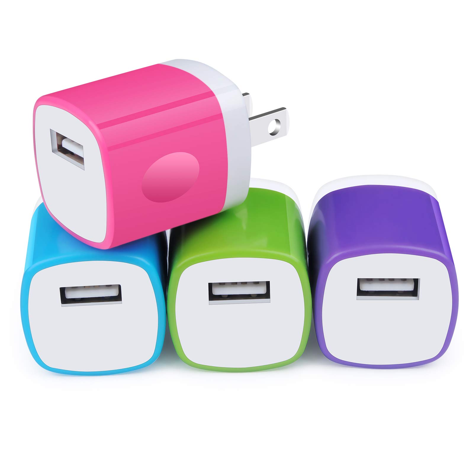 4-Pack Fast USB Wall Charger Cube - 1Amp Single Port Power Adapter for iPhone 13/12/11/Pro Max/SE/XR/XS/X/8/7/6/6s Plus - Compact Charging Block & USB Plug - Perfect for Home, Office & Travel