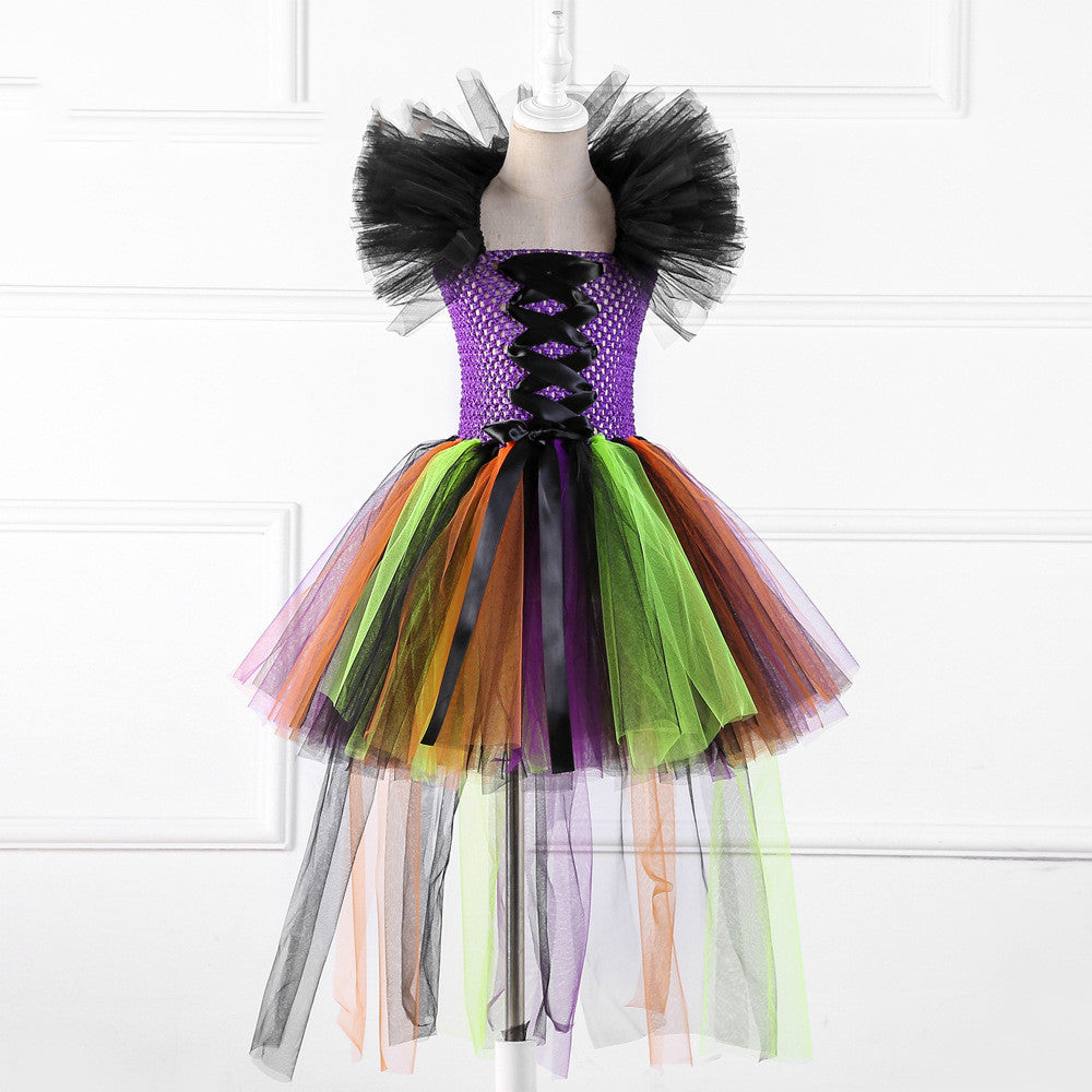 Halloween Wizard Girl Dress Costume for Kids - Magical Witch Outfit for Trick or Treating & Cosplay