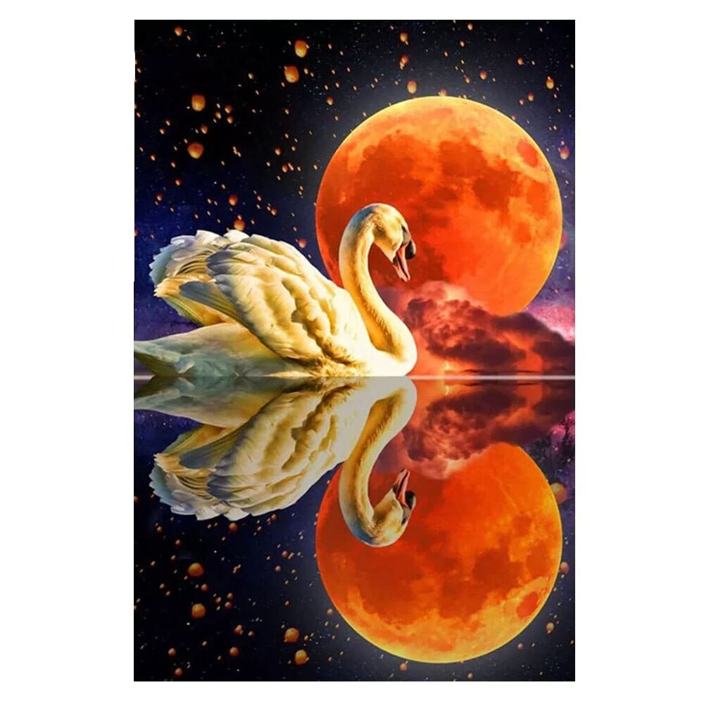 1000 Piece Jigsaw Puzzle - Swan Moon - Adult & Toddler Puzzle Game, Psychedelic Challenge, Wall Art Decor, Digital Print - Perfect for Family Bonding, Stress Relief & Home Decoration